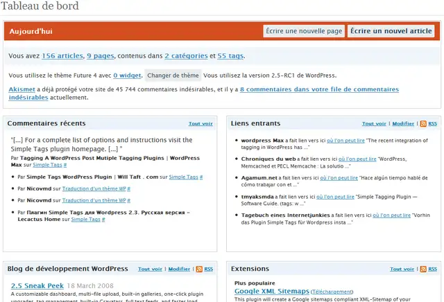 wordpress-2.5-tableau-de-bord